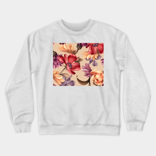 Elegant taupe classic floral Crewneck Sweatshirt by RoseAesthetic